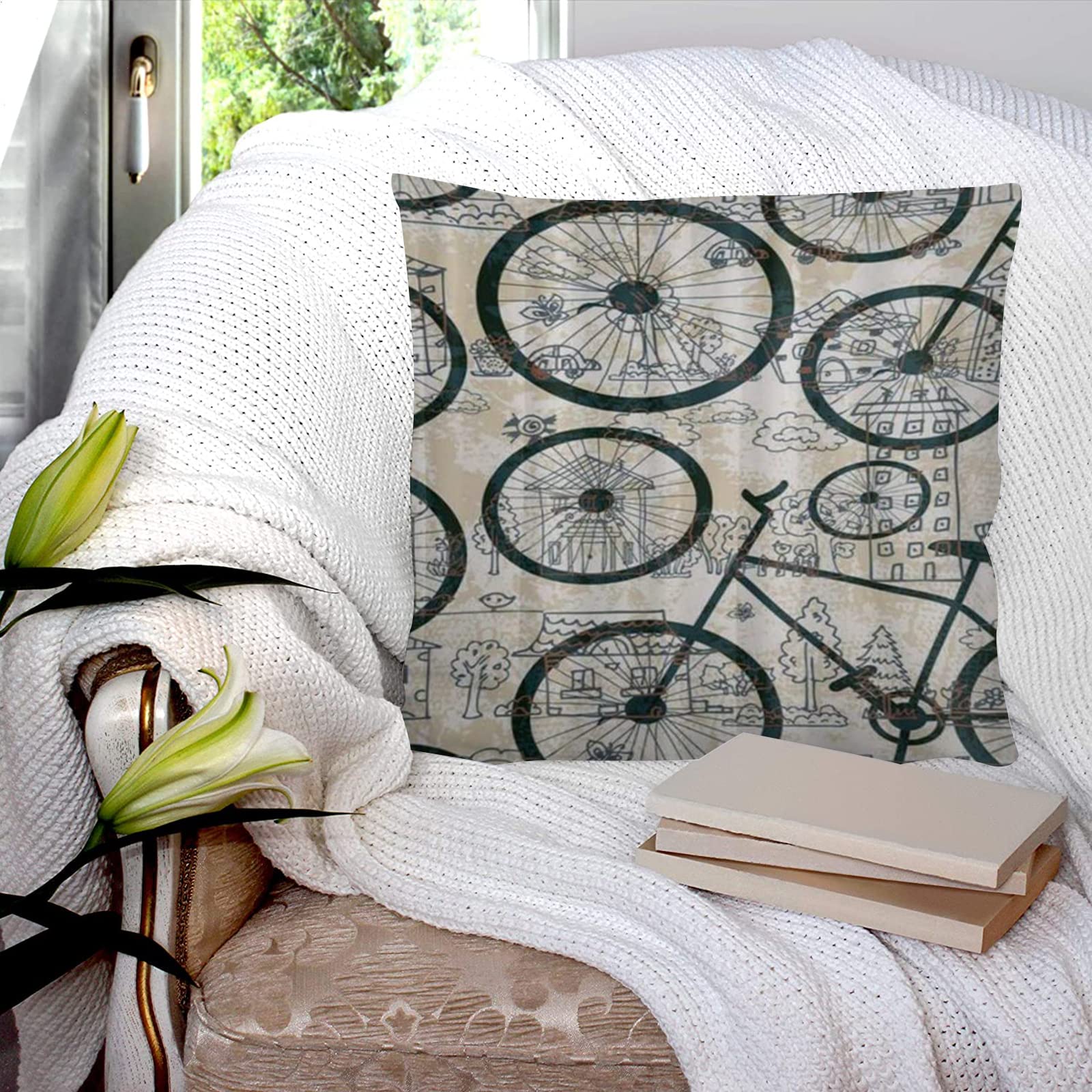 HLASMSPE 45 x 45 cm federe con anima per decorazione del letto, federa quadrata con cerniera invisibile, cuscino per soggiorno, divano, camera da letto, divano, sedia, sedile auto
