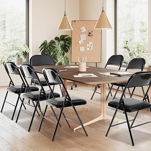 Miniatura 7 de Paquete de 10 sillas plegables con asientos acolchados, silla plegable acolchada con marco de acero para eventos, oficina en casa, silla plegable de