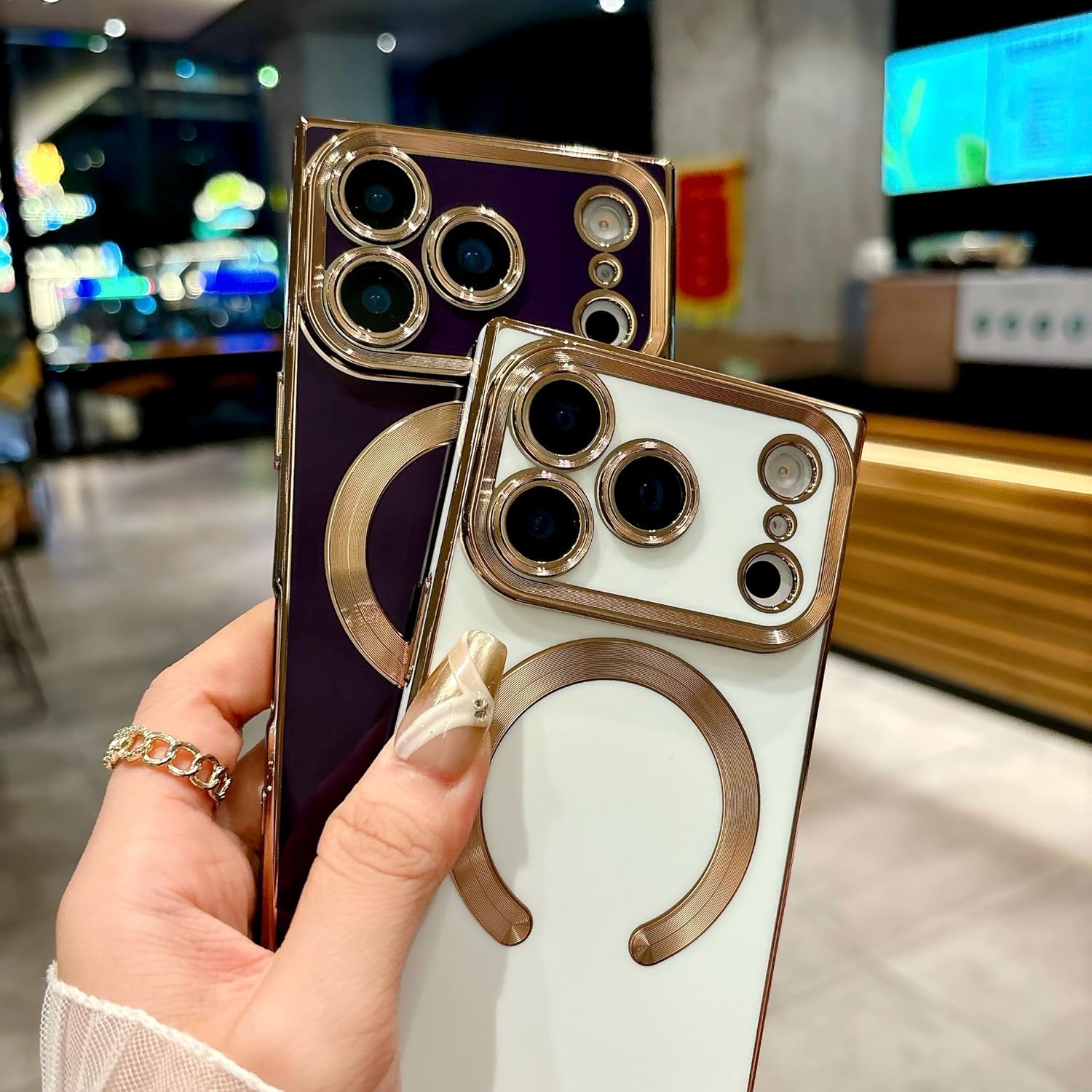 Owncase Magnetic for iPhone 17 Pro Max Case, (Compatible with MagSafe) (Full Camera Lens Protection) (Reinforced Corners) Shockproof Soft TPU Electroplate Edge Bumper Case for Women, White - Image 4