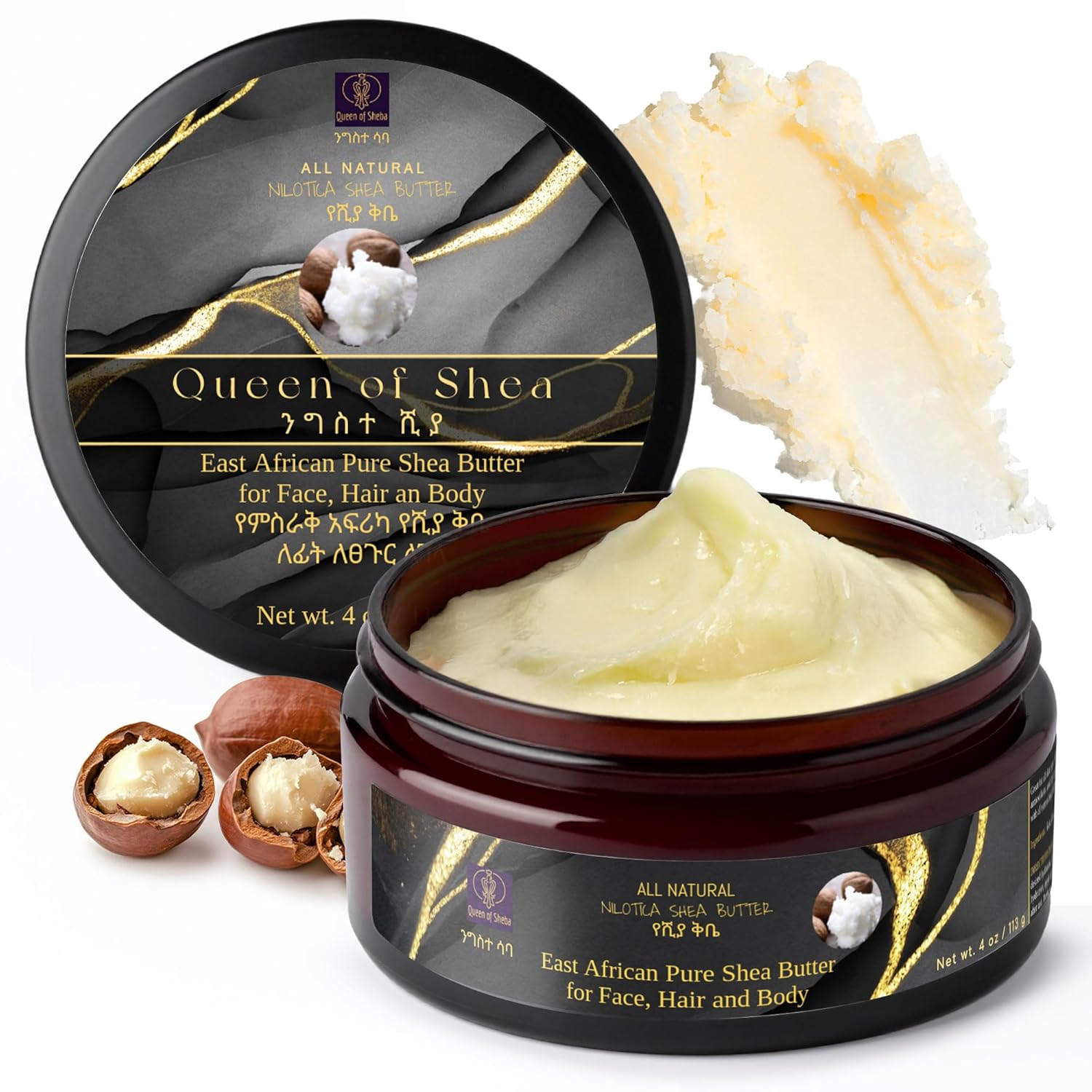 African Shea Butter Raw Organic Unrefined Shea Butter for Face 2 Oz Bundle - Organically Certified USDA for All Skin Types Body and Hair Moisturizing Skincare