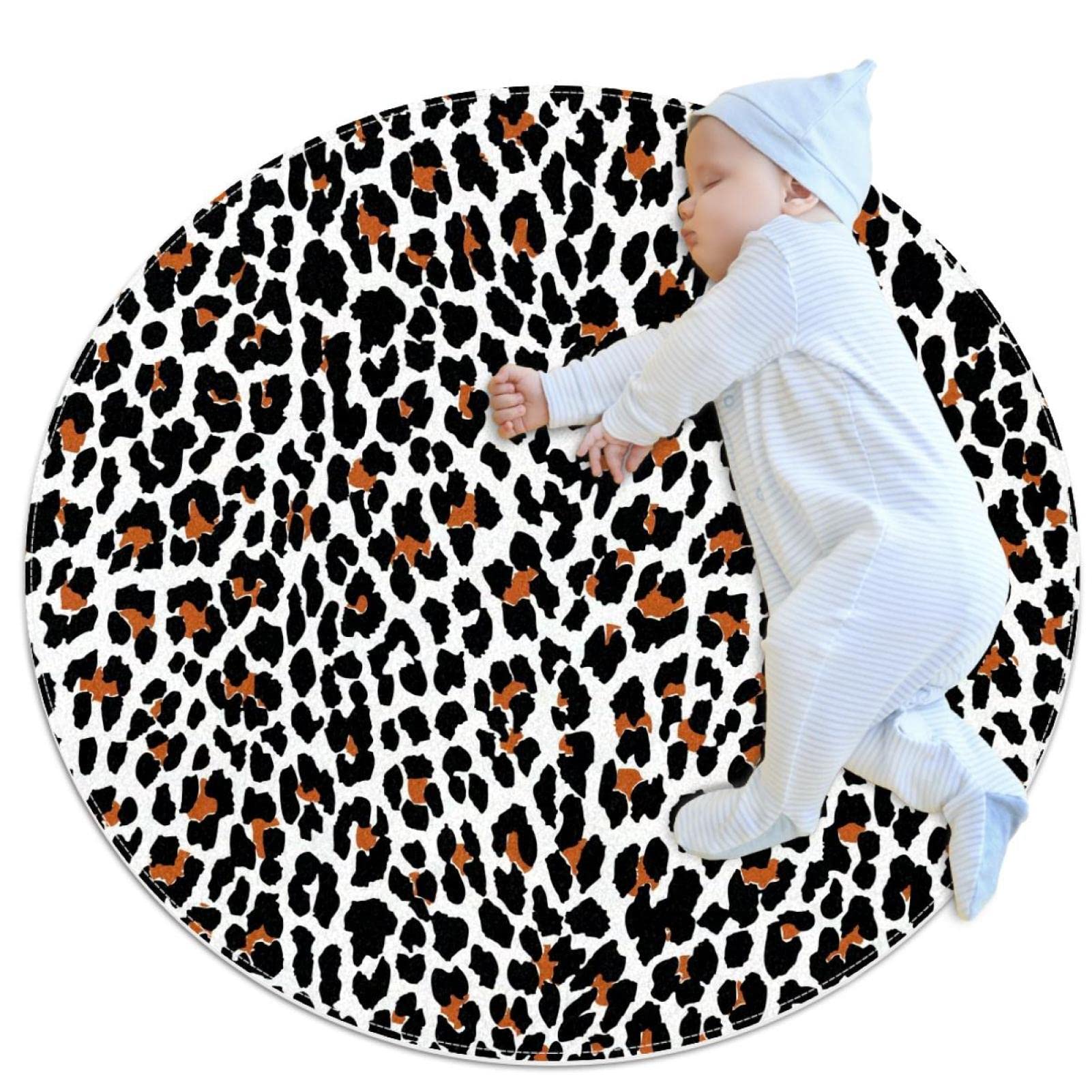 Tapis motif léopard rond 100cm pour masquer un sol abîmé