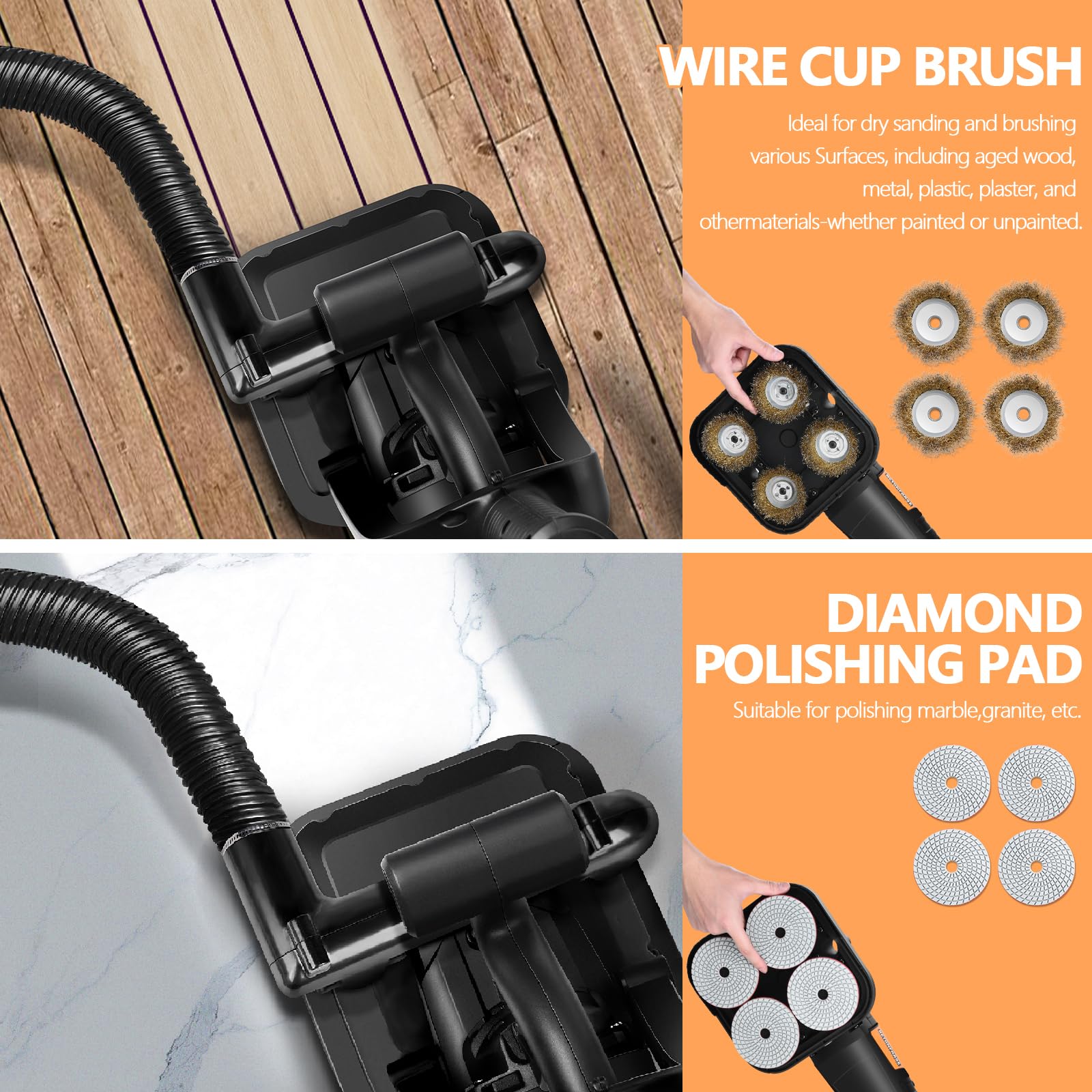 4-Head Concrete Floor Grinder – 3800W With Dust Shroud, 6 Speeds