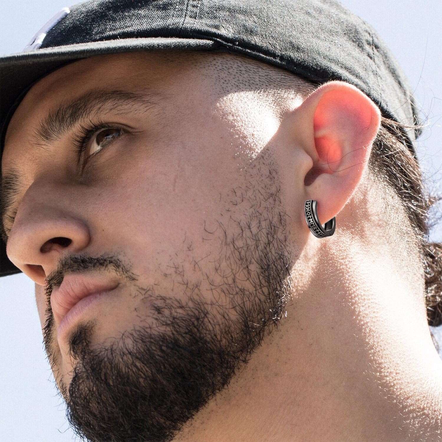 ADMETUS Viking Hoop Earrings 925 Sterling Silver Viking Runes Huggie Earrings Viking Jewelry Gifts for Men Women with Gift Box - Image 3