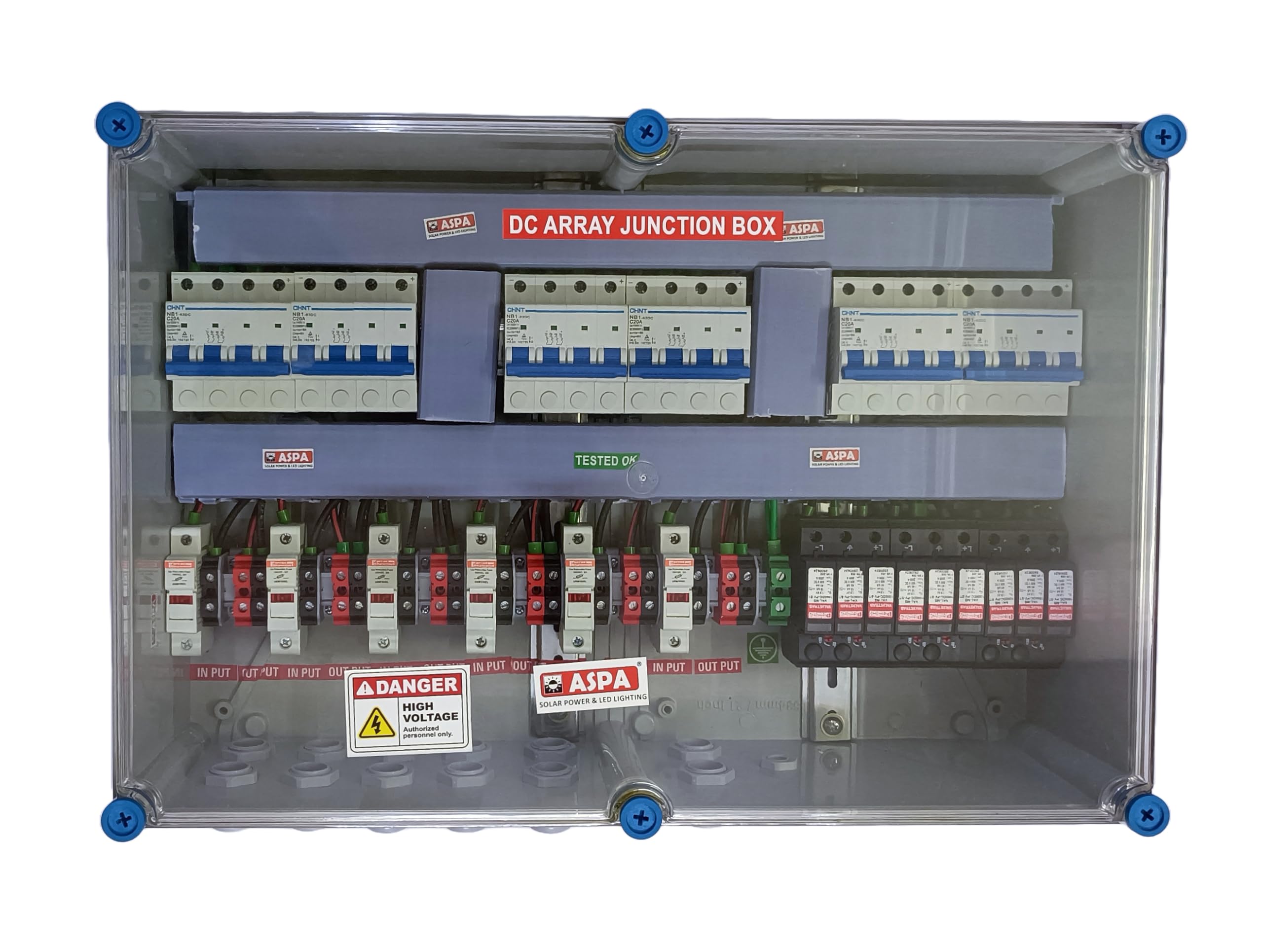 ASPA Solar DCDB 6 in 6 out 1000V 20A MCB DC Array Junction Distribution Box 3 SPD