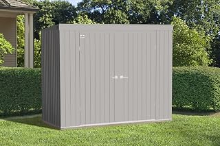 Arrow Shed Elite 8' x 4' Outdoor Lockable Steel Storage Shed Building with Pent Roof, Cool Grey