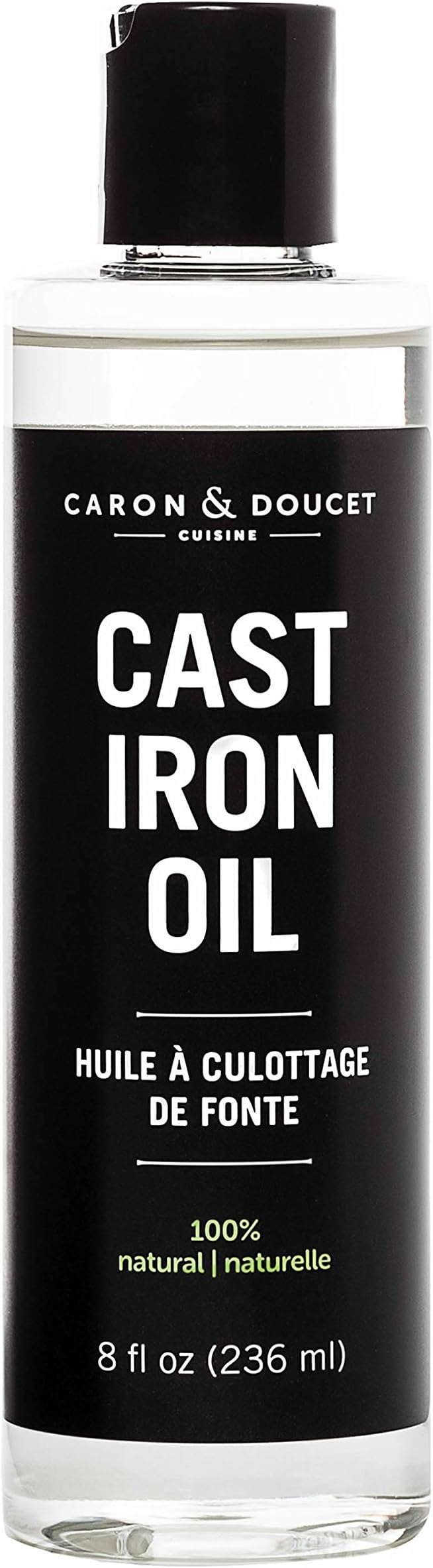 Caron & Doucet - Cast Iron Oil & Cast Iron Conditioner - 100% Plant Based from Refined Coconut Oil, Will Not Go Rancid or Sticky - Helps Maintain Seasoning on All Cast Iron Cookware. (8oz Plastic)