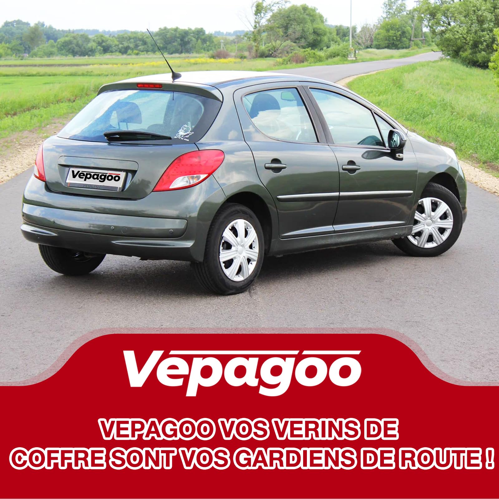 Vepagoo 2Pcs Verins de Coffre pour PEUGEOT 207 2006-2015 Vérin de Hayon Compatibles pour 8731L7 9659789480 Verin Hydraulique