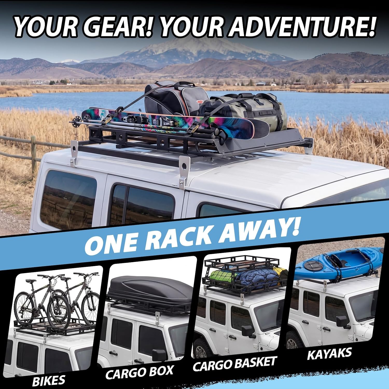 4 Pack Universal Roof Rack Gutter Mounts Kit, Weld on Roof Rack Mounting Brackets Mounts, Rust-Proof Galvanized Steel, 6 Inch Fullwidth with 5/16" Bolts & Lock Nuts for SUV Van Truck Cargo