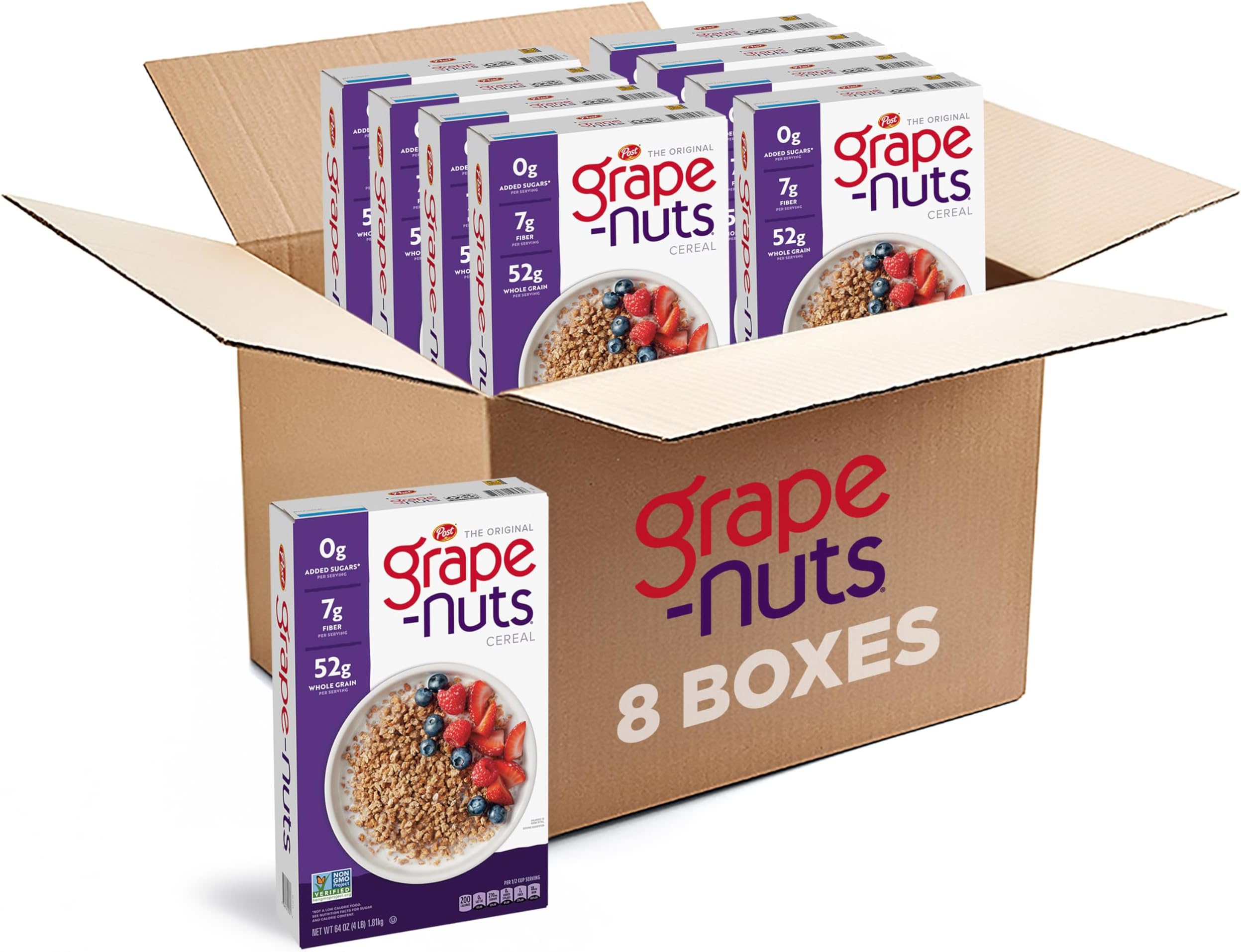 Grape-Nuts Original Cold Breakfast Cereal, 64 oz Box. 8 Pack
