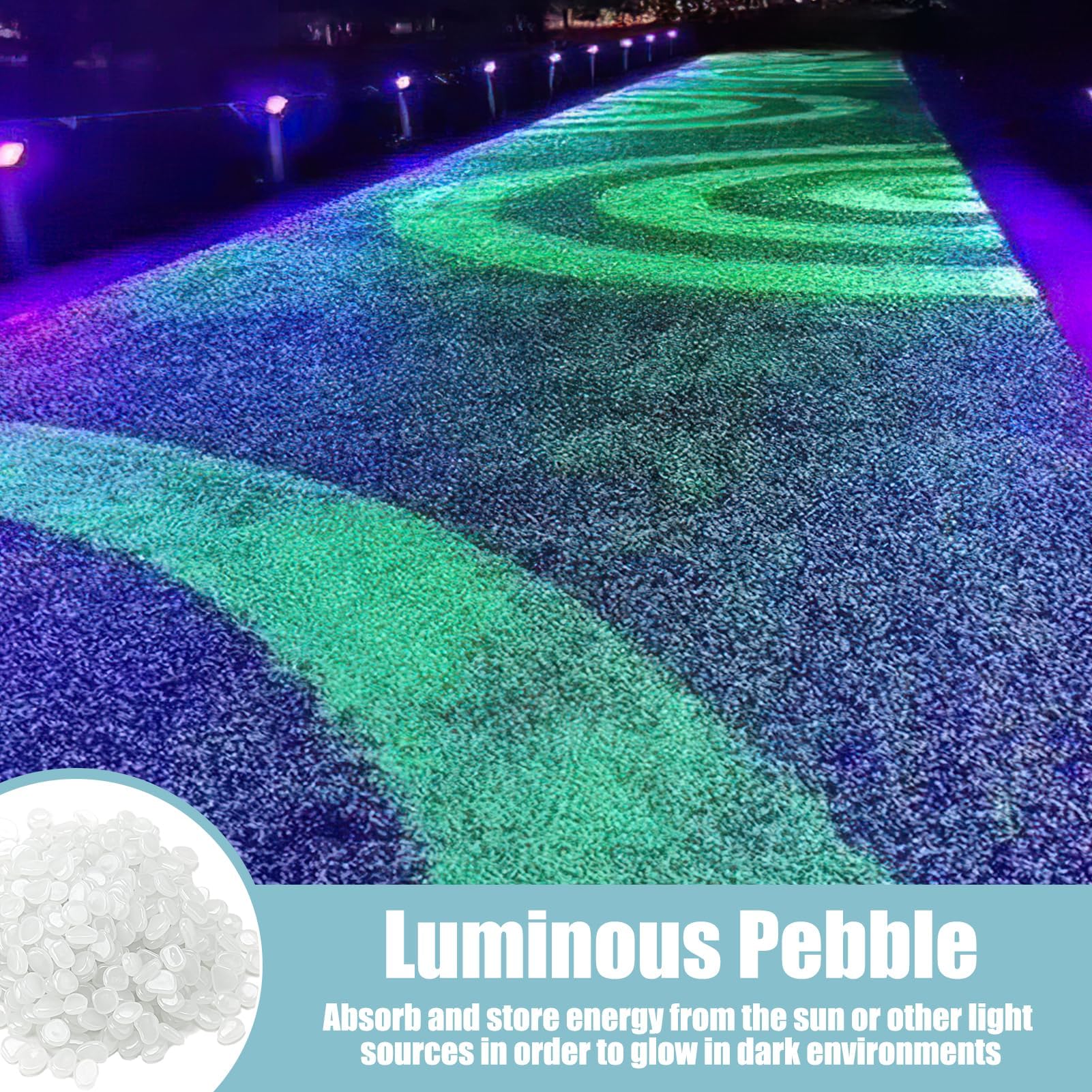 300 Pezzi Pietre Luminose bianco, Decorative Luminosi, Ciottoli Fluorescenti Incandescente Ciottoli, Applicabile a Giardino Sentieri Acquario, Crea un'atmosfera romantica (bianco)