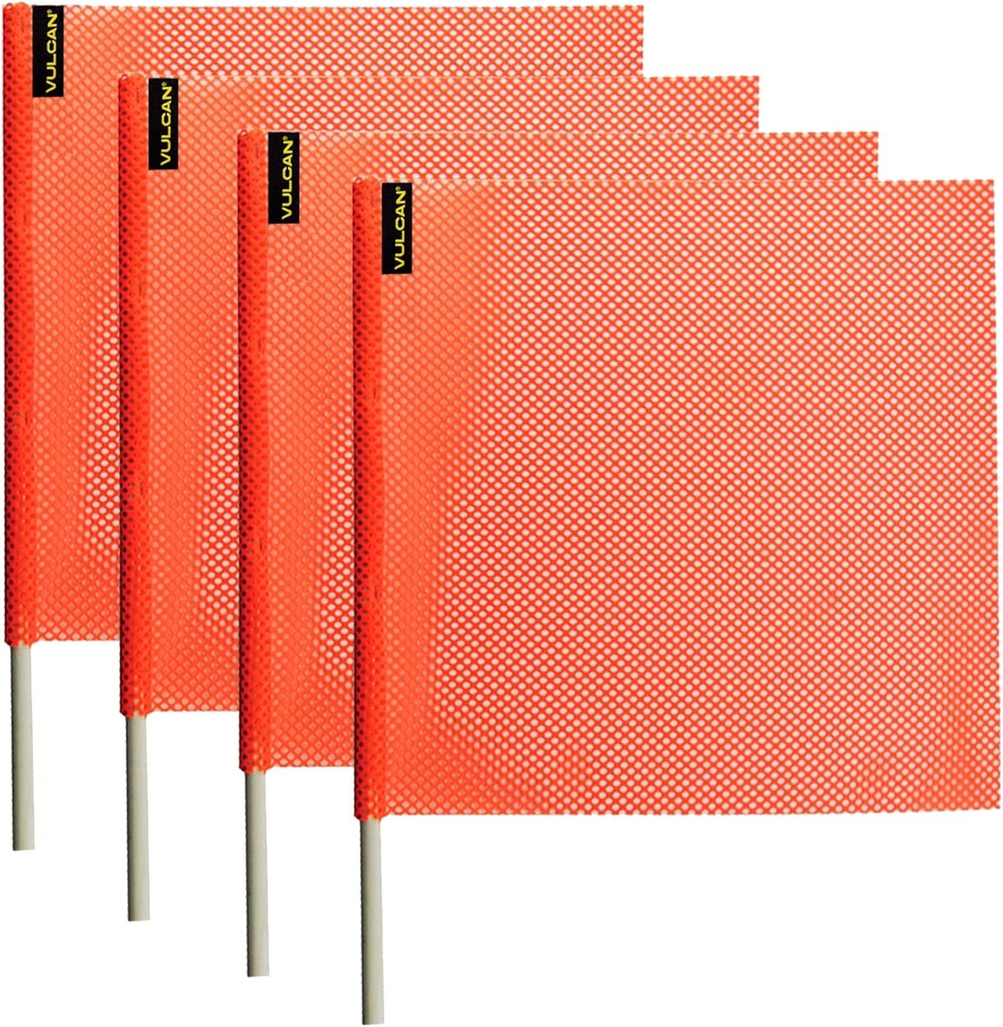 Safety Flag with Dowel - Bright Orange - Jersey Mesh Construction - 18 Inch x 18 Inch - 4 Pack