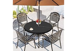 LUSHVIDA Outdoor Tablecloth Round with Umbrella Hole
