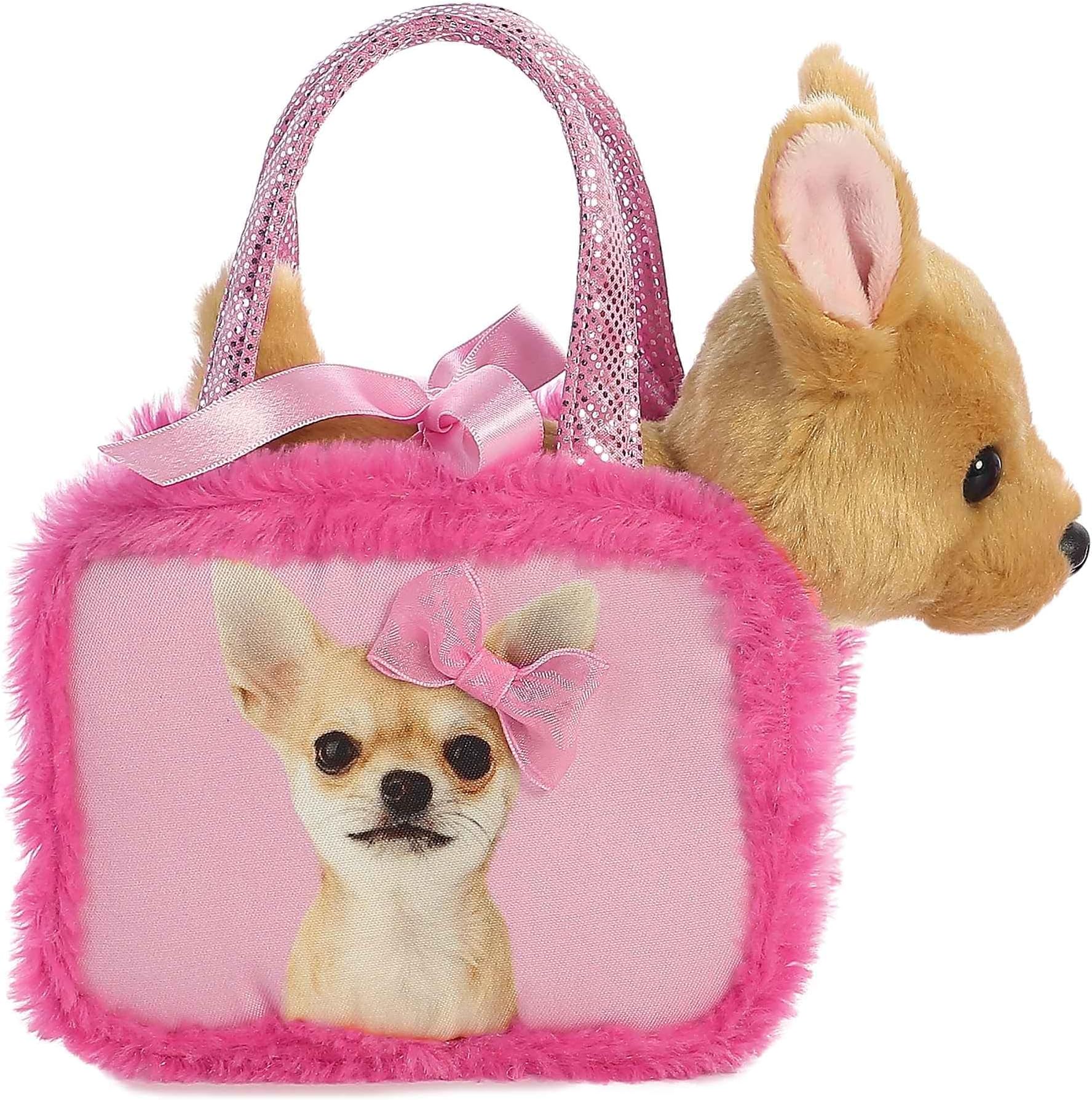 Fashionable Fancy Palsโข Pretty in Pink Stuffed Animal - Mini Plush with Purse for Dress Up Fun - Perfect for Kids 3+ Years, Costumes, and Birthdays - Multicolor 6.5 Inches