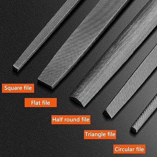 Miniatura 4 de YKLP Juego de limas de agujas (acero al carbono, 5 piezas) de acero de aleación endurecido, el juego incluye lima plana, cuadrada, triangular,