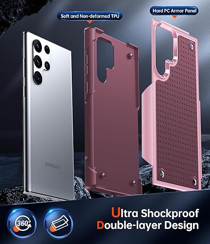 Miniatura 3 de LeYi Funda para Samsung Galaxy S22 Ultra para mujeres y niñas, doble capa protectora resistente a las caídas, parte trasera de policarbonato duro y
