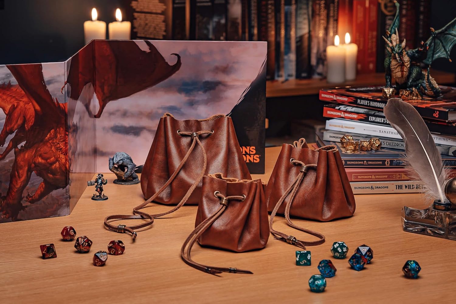 Minstrel Leather Dice Bag (Van Dyke Brown, Small - 35 dice)