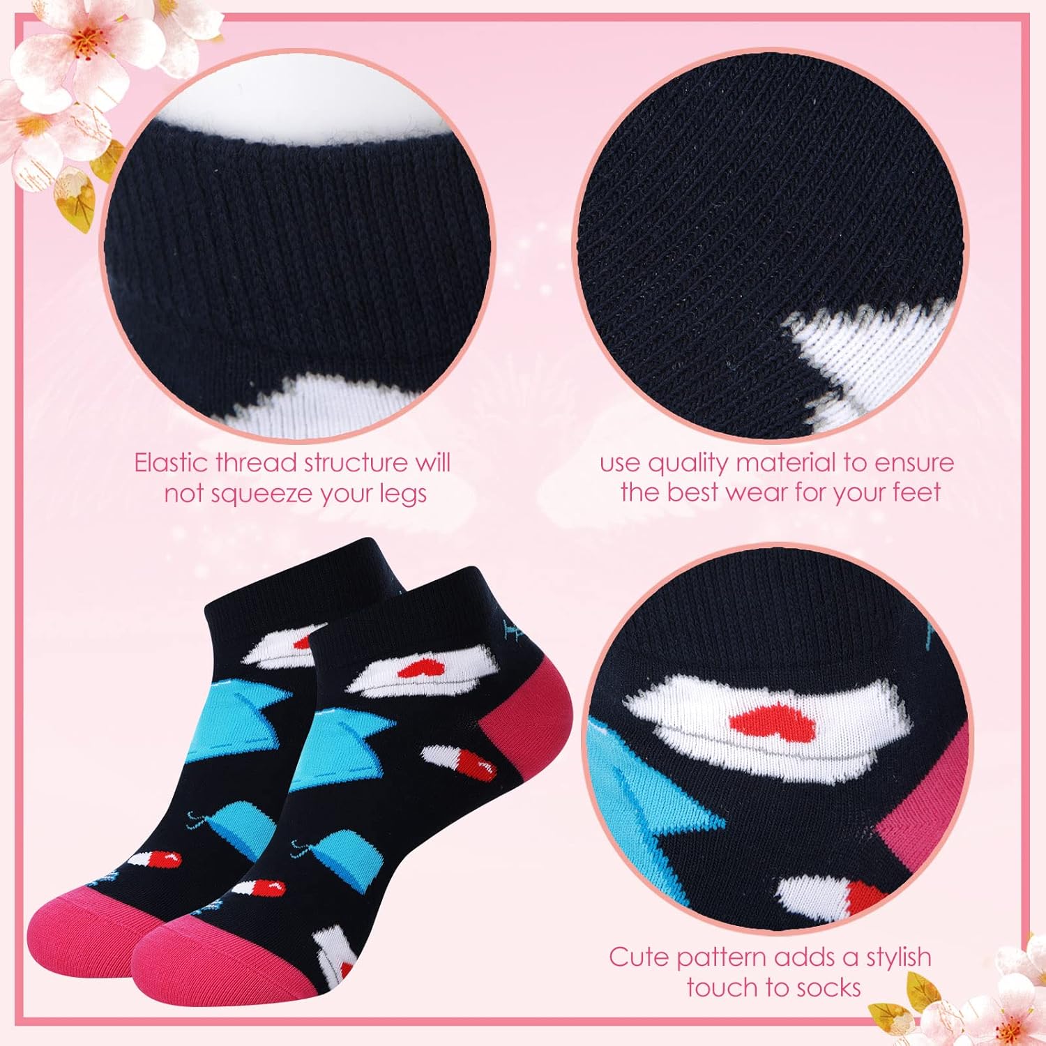 Vicenpal 6 Pairs Nurse Socks Nurse Appreciation Gifts Women's Novelty Meds Crew Ankle Medical Socks Novelty Nursing Gifts for Nurses Doctors Assistant Themed Party Supply - Image 5