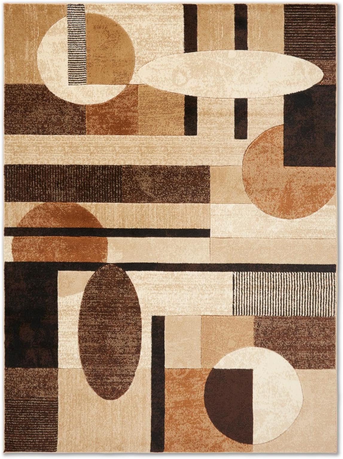 Home DynamixTribeca Jasmine Modern Area Rug, Abstract Brown/Beige 39"x55"OEKO-TEX STANDARD 100