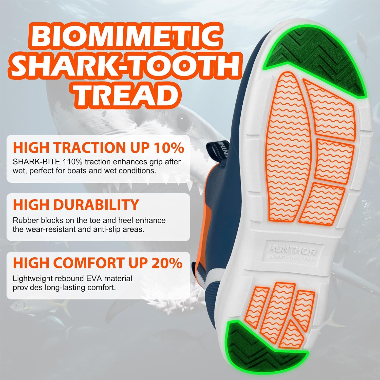 Men's Deck Boots, Anti-Slip Saltwater Fishing Waterproof Rain Boots, Rubber Boots High Traction and Performance Shoes for Sailing and Outdoors (Size 7-14)