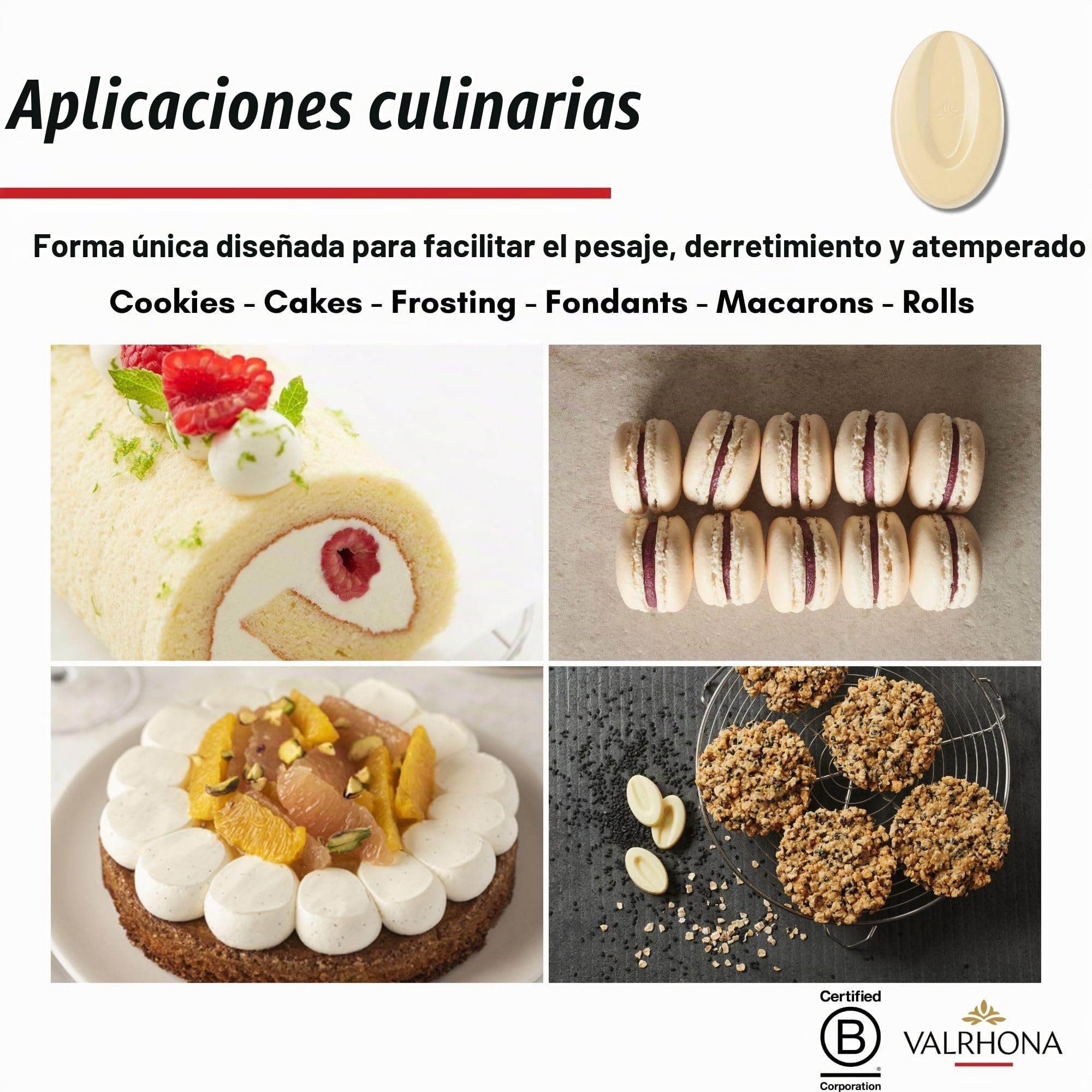 Fèves chocolat blanc IVOIRE Valrhona 1kg
