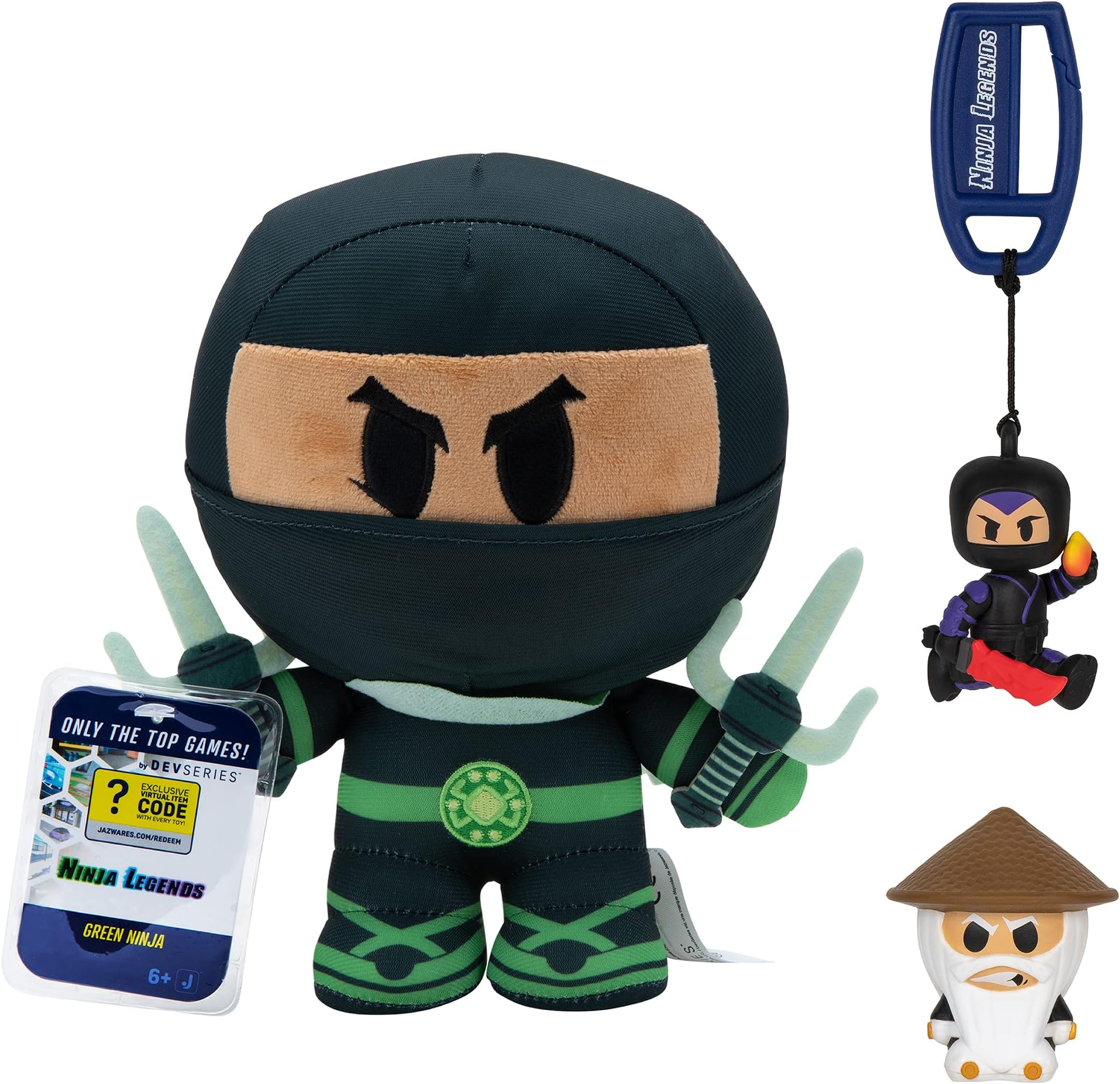 DevSeries Ninja Legends Collector Bundle - Three Exclusive Virtual Item Codes with Green Ninja Plush, Sensei Squooshems, and Skyraider Hanger
