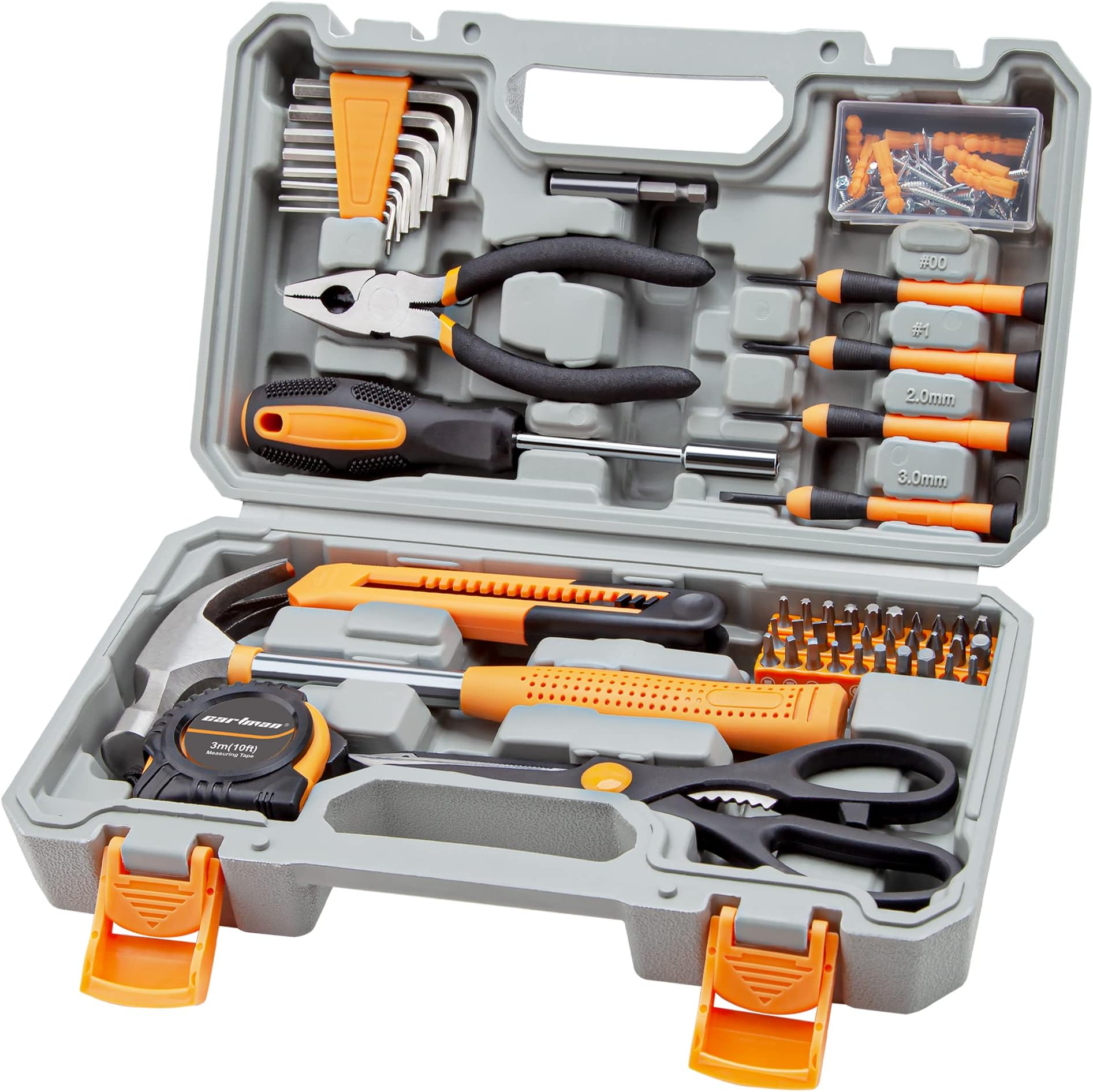 CARTMAN Home Tool Set Kit, Basic Household Hand Tools with Storage Case Light Orange