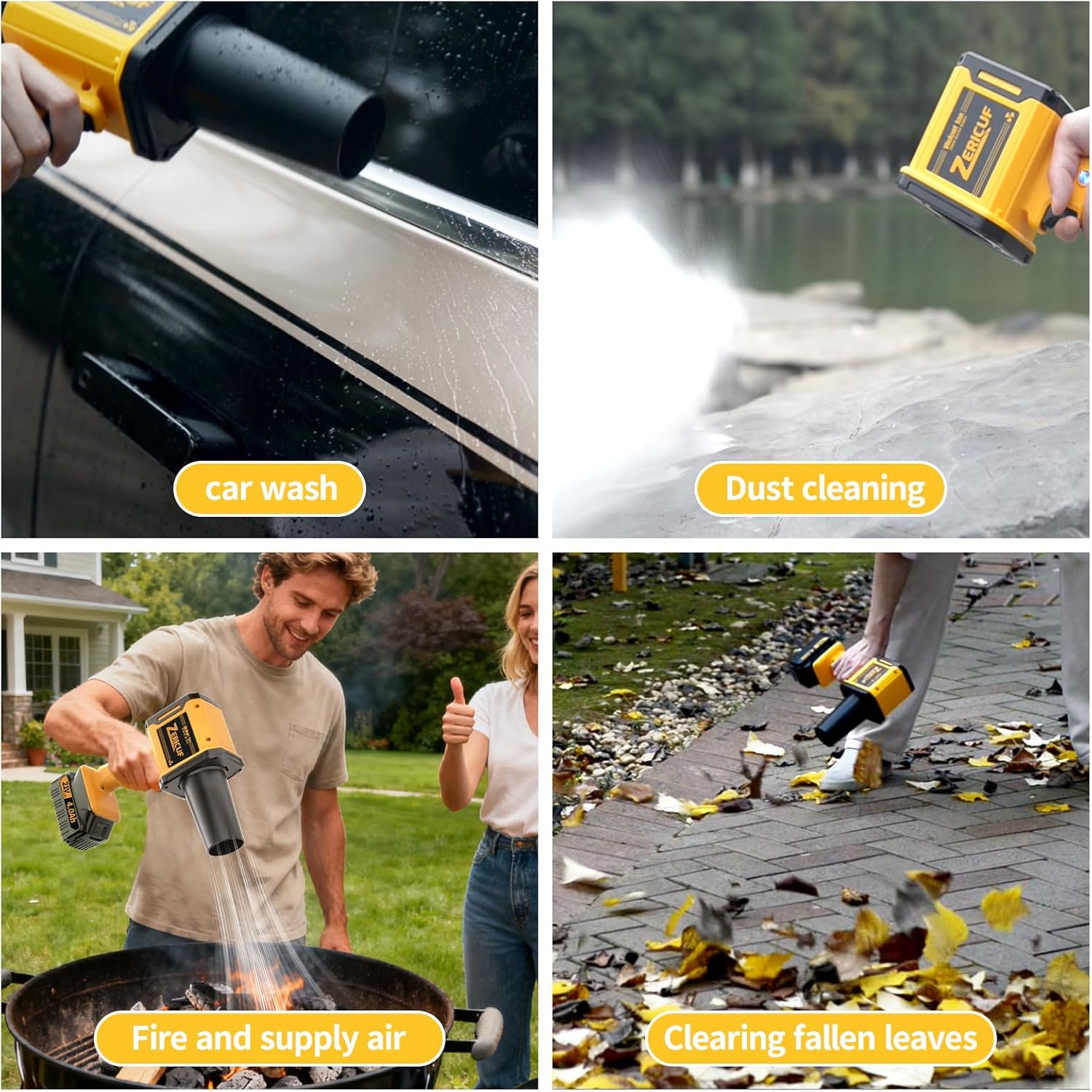 Leaf Blower Cordless with 2×4.0 Ah Battery and Charger[Battery with Outdoor LED Lig... - Image 3