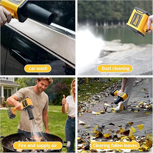 Miniatura 4 de Soplador de hojas inalámbrico con batería de 2 x 4.0 Ah y cargador [batería con luz LED al aire libre+control de velocidad continuo] Soplador de