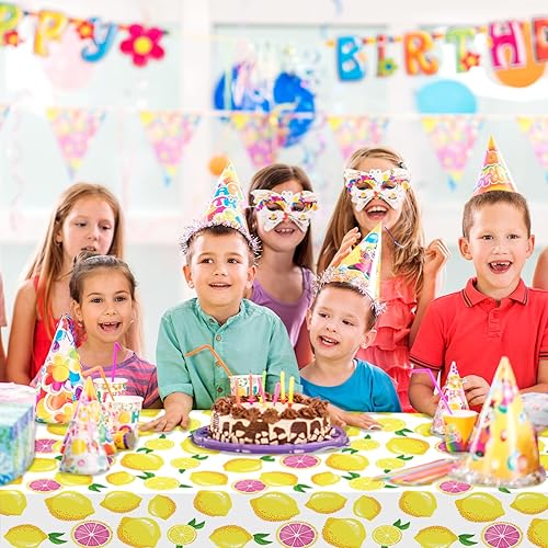 Miniatura 5 de NA - 2 manteles de plástico color limón, mantel de verano, rectangular, amarillo, impermeable, para fiesta de verano, decoración de verano, fiesta