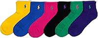 Polo Ralph Lauren Women's Performance Cotton Ankle Socks 6-Pack - Breathable Mesh, Cushioned Arch Support & Pony Embroidered