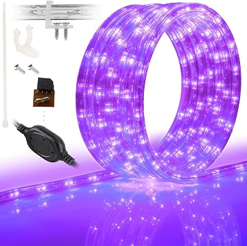 1116LEDs, 100ft LED Outside Rope Lights, Waterproof Permanent Outdoor ETL Certified Connectable Clear Tube, Christmas Palm Tree Holiday Decorative Landscape Patio Accent Lighting - Purple