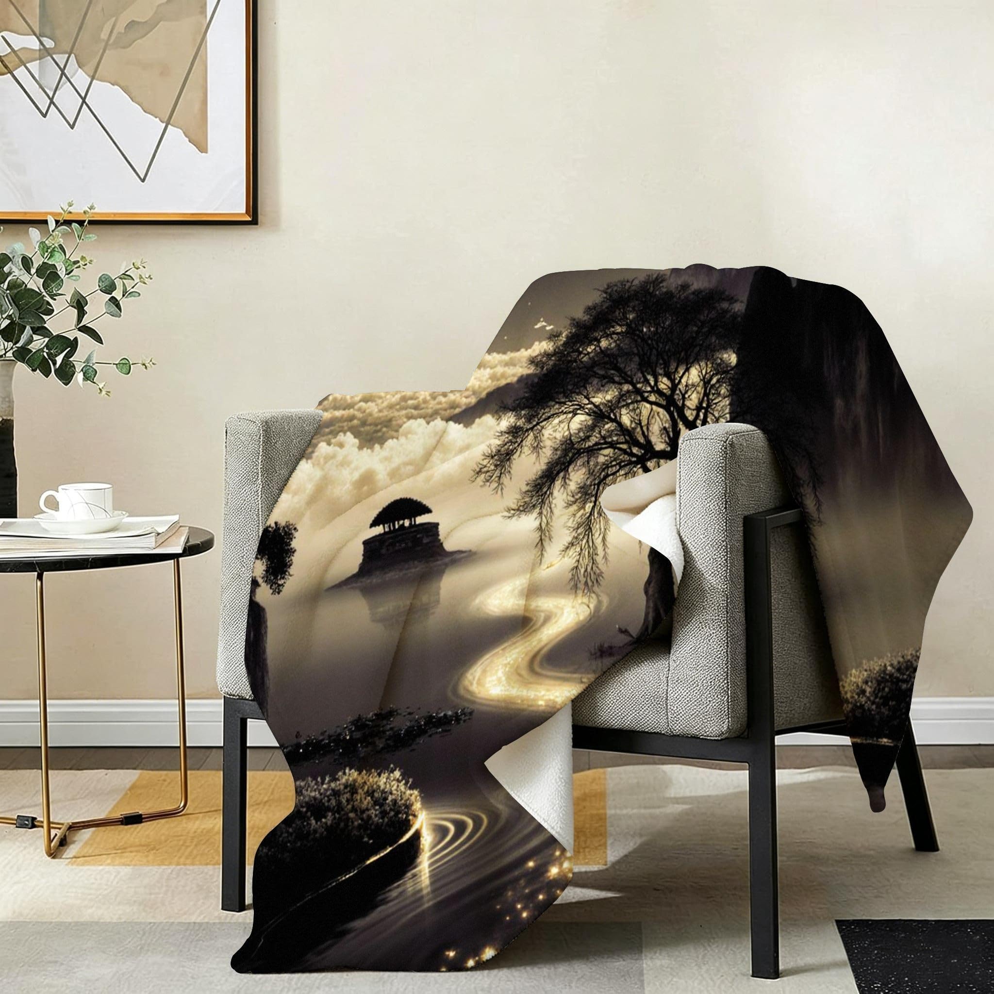 Coperta Pile Matrimoniale 240x260 cm Paesaggio Grigio, Coperta XXL Super Morbida Multiuso Come Copriletto o Plaid da Salotto, Calda e Leggera, Protezione dal Freddo, AW7146