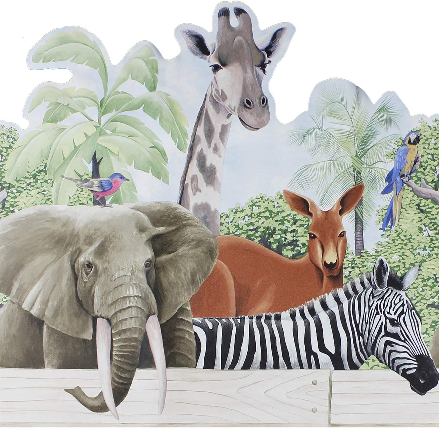 Jungle Animals Wall Accent Border Zebra Elephant Wallpaper Accent