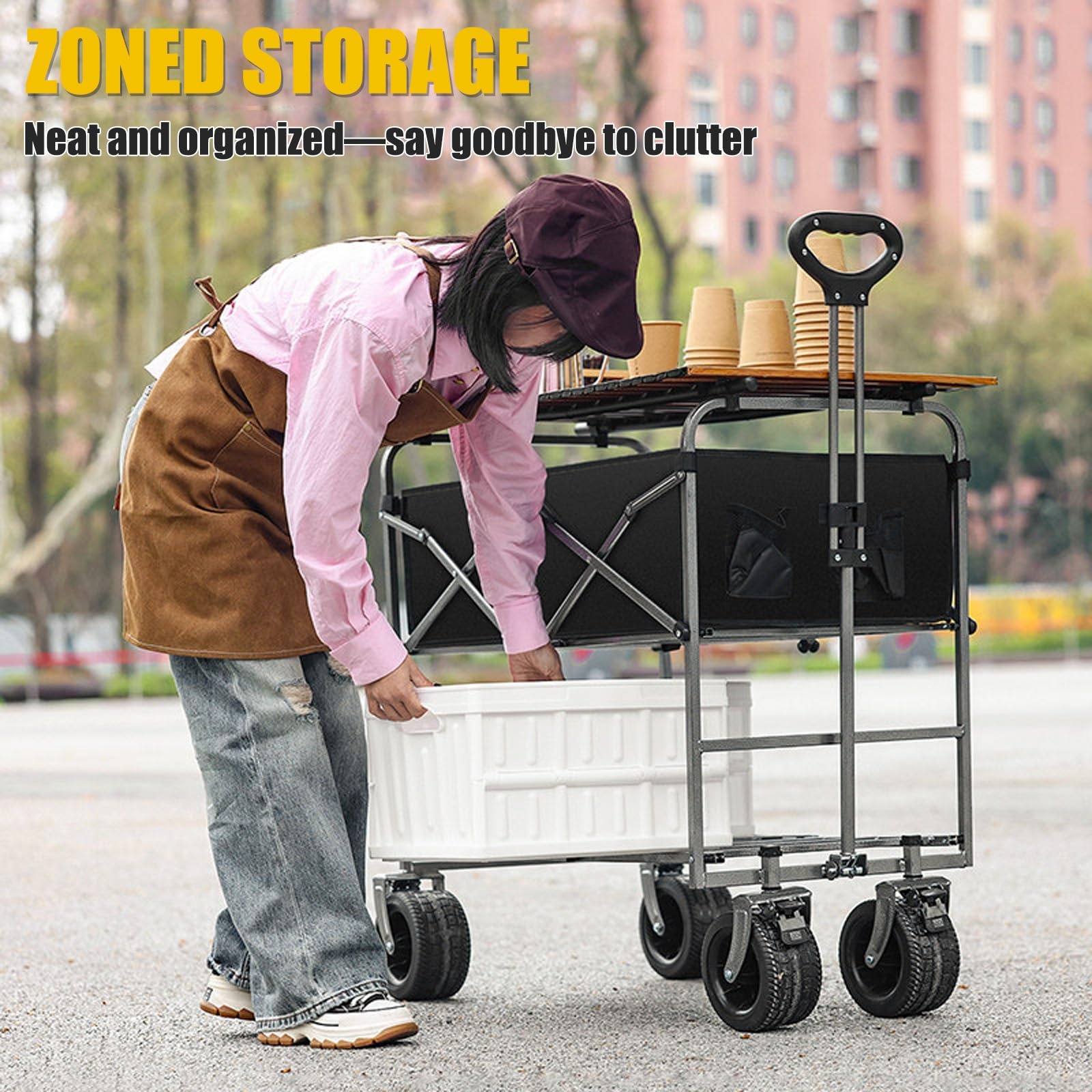 HARELA Carro de Venta Ambulante, Genérico Puesto De Mercado con Toldo, Carrito De Comida Móvil para Puestos Callejeros, Ferias De Artesanía(Black B)