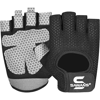 SAWANS Gym Gloves for Men and Women - Breathable Gloves for Women - Silicone Non-Slip - Palm Protection - for Training Cycling Pull-Ups etc