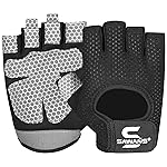 SAWANS Workout Gloves for Men and Women Weight Lifting Gloves Gym Fitness Exercise Cycling Pull ups Microfiber Lightweight Breathable Non-Slip Silicone Padded Palm Grip Protection (Black, Small)