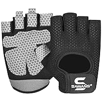 SAWANS Guanti da palestra per uomini e donne Guanti da fitness traspiranti da donna Guanti da allenamento antiscivolo in silicone imbottito con impugnatura protettiva per palmo, (S, nero)