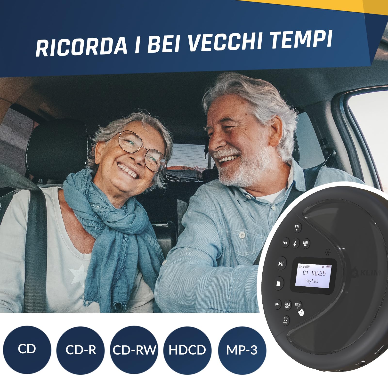 KLIM Discover Przenośny Odtwarzacz CD HiFi Radio FM Bluetooth MP3 Audiolibri
