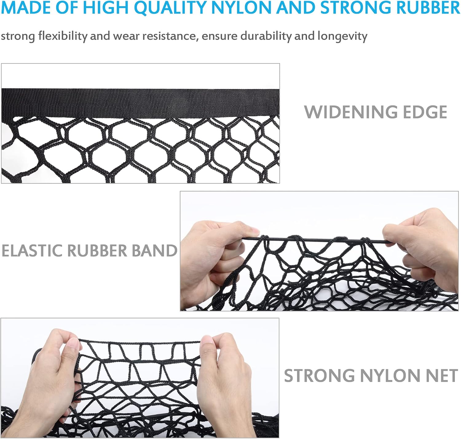 MICTUNING 2-Layer Heavy Duty SUV Truck Cargo Net, 44 x 15 Inch Universal Bed Net with Hooks, Adjustable Highly Elastic Storage Organizer Mesh Net Compatible for Pickup Truck SUV