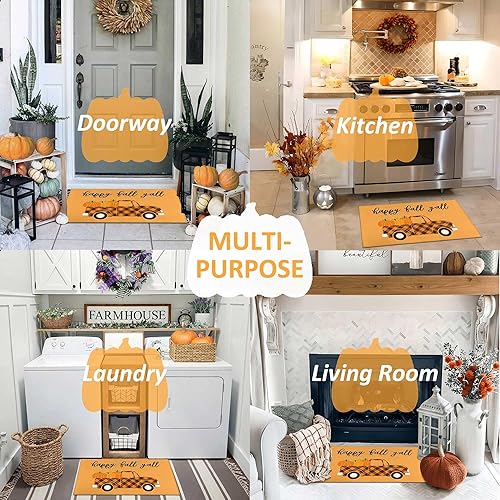 Miniatura 6 de Decoración de otoño para el hogar, tapete de puerta de otoño para exteriores, tapete antideslizante de Acción de Gracias, de perfil bajo, alfombra