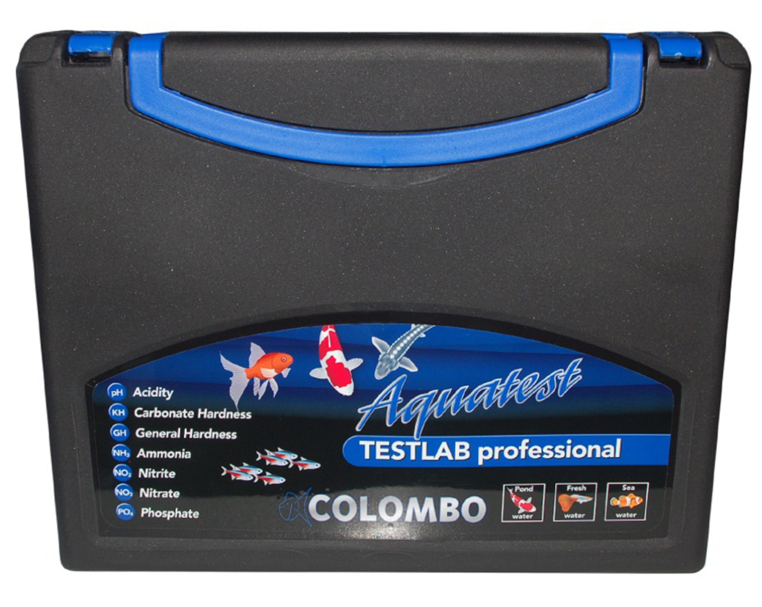 Aqua-Test Box Testlabor Testkoffer Teich Wassertest PH KH GH NH3 NO2 NO3 PO4