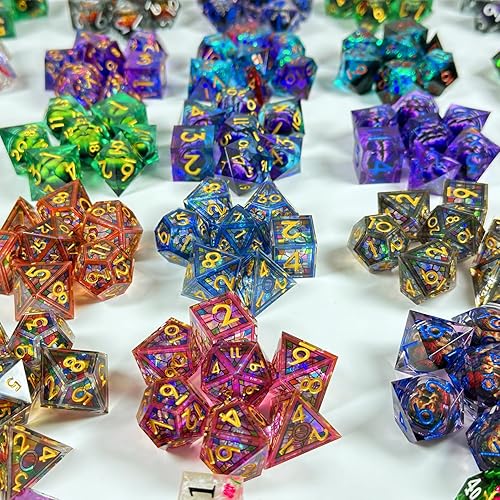 Miniatura 4 de HAOMEJA Juego de Dados Misterio DND de Resina  7 Piezas de Dados Poliédricos Aleatorios para D&D, RPG, MTG  Accesorios Únicos y Coleccionables para