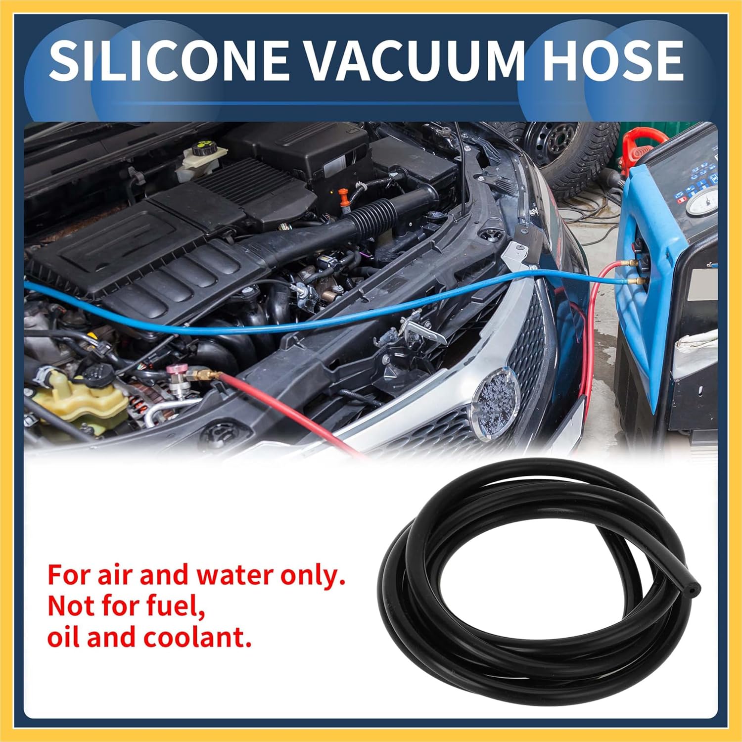 Silicone Vacuum Tubing Hose Engine 5.5FT 1/16" 2mm ID 2.5mm Thickness for Ford Automotive Vacuum Line Silicone Black High Temperature Auto Replacement Parts