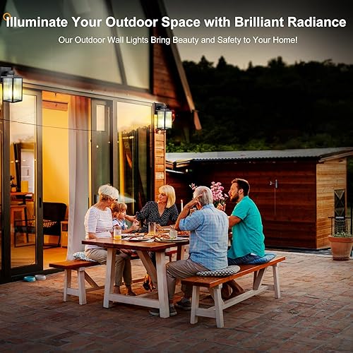 Miniatura 26 de Paquete de 2 luces de pared para exteriores de la casa, luces de porche del atardecer al amanecer, impermeables, color negro mate, para puerta