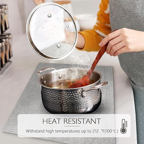 Miniatura 2 de Juego de 6 manteles individuales de piel sintética lavables para mesa de cocina, resistentes al calor, impermeables, fáciles de limpiar,