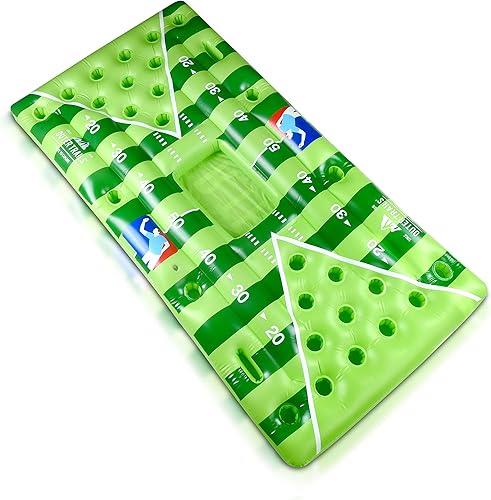 Mesa inflable flotante de beer-pong para colocar cervezas, con altavoz WiFi, incluye 4 bolas brillantes de ping pong y cubierta extraíble para