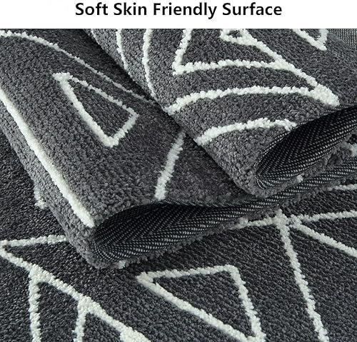 Miniatura 4 de Alfombra marroquí grande de 11 x 15 pies, alfombra suave y gruesa para dormitorio, alfombra moderna de color gris, alfombra geométrica de pelo bajo,