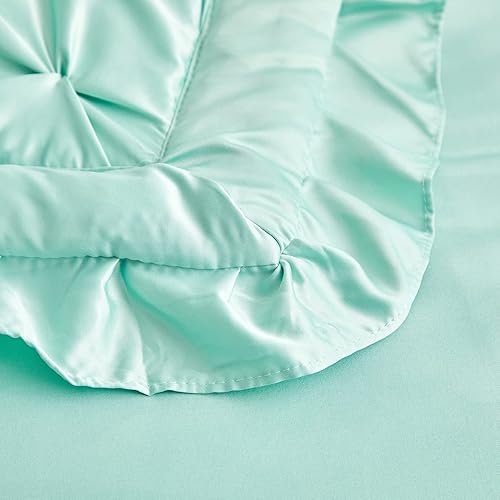 Miniatura 12 de Juego de ropa de cama plisada de 4 piezas para niños pequeños con flecos de volantes, color sólido, rosa, unisex, juego de sábanas para niñas