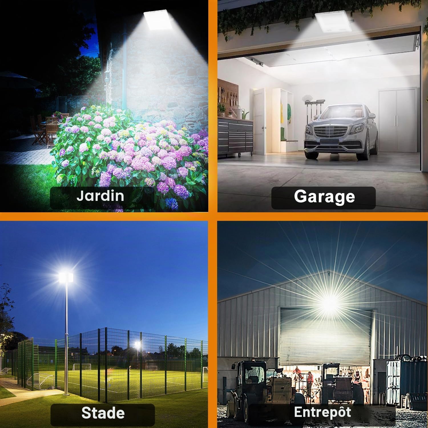 Spots LED Extérieur 200W 20000lm 6500K Projecteur LED | 2 Pièces Blanc Froid, IP67 Étanche Projecteur Exterieur LED pour Jardin Garage Patio Cour Atelier