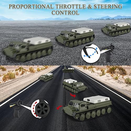 Miniatura 7 de Vehículo de transporte militar tanque de control remoto, 2.4G Crawler Car RC Off-Road Army Camión blindado todo terreno para niños y adultos juguetes